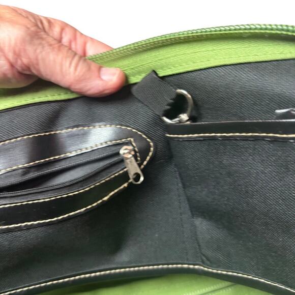 Green BAM bag original zipper purse 15 inch green flat bottom Tote travel modern - Picture 6 of 9